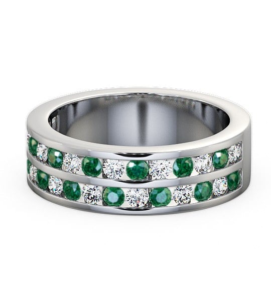  Double Row Half Eternity Emerald and Diamond 1.05ct Ring Platinum - Chelford HE11GEM_WG_EM_THUMB2 