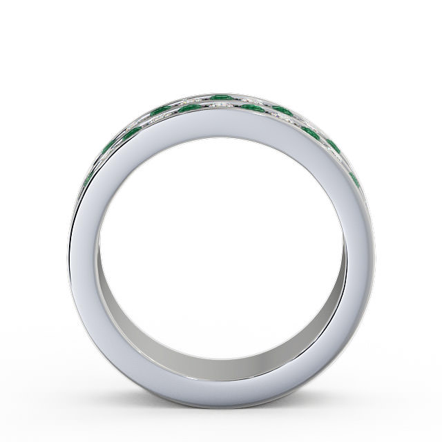 Double Row Half Eternity Emerald and Diamond 1.05ct Ring 9K White Gold - Chelford HE11GEM_WG_EM_UP