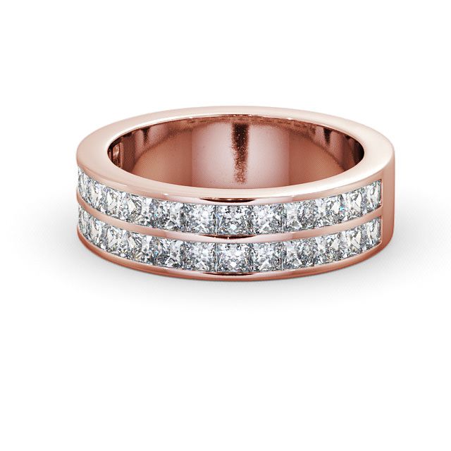 Half Eternity Princess Diamond Double Channel Ring 18K Rose Gold - Darley HE12_RG_FLAT