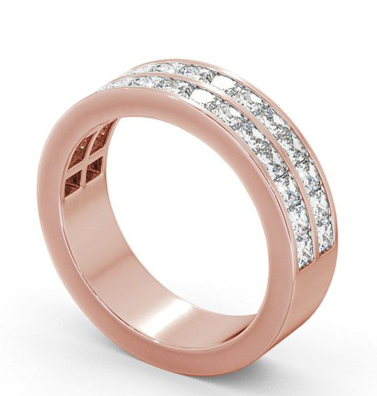 Half Eternity Princess Diamond Double Channel Ring 18K Rose Gold HE12_RG_THUMB1