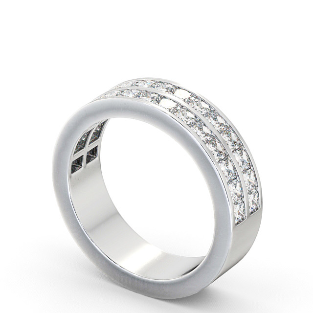 Half Eternity Princess Diamond Double Channel Ring Palladium - Darley HE12_WG_SIDE