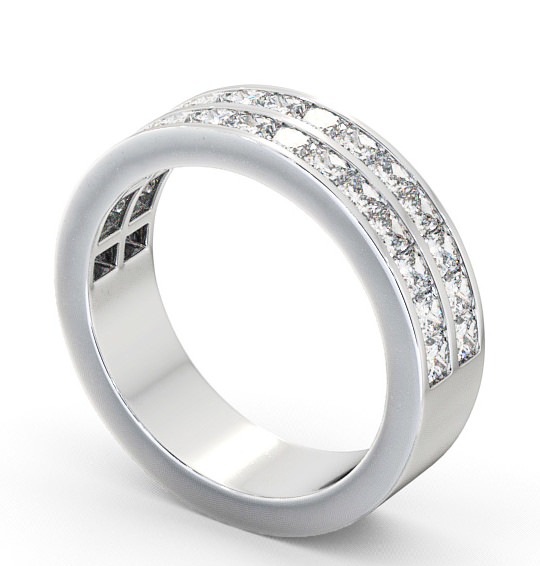 Half Eternity Princess Diamond Double Channel Ring 9K White Gold HE12_WG_THUMB1 