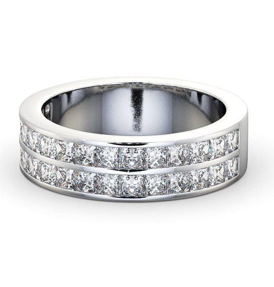  Half Eternity Princess Diamond Double Channel Ring 18K White Gold - Darley HE12_WG_THUMB2 