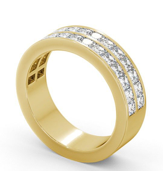 Half Eternity Princess Diamond Double Channel Ring 18K Yellow Gold HE12_YG_THUMB1