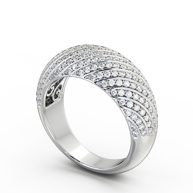 Half Eternity Pave 0.75ct Round Diamond Ring 18K White Gold - Natalia HE23_WG_SIDE