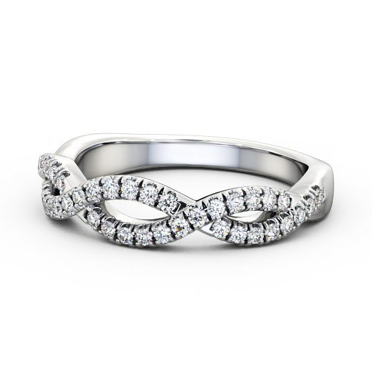 Cemile Half Eternity Ring Round Diamond 0.24ct Crossover Band HE26_WG_THUMB2 