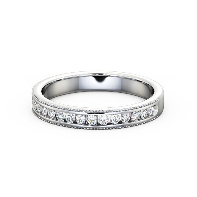 Vintage Half Eternity Round Diamond Ring 18K White Gold - Miriam HE33_WG_FLAT