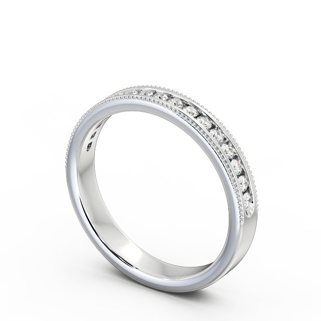 Vintage Half Eternity Round Diamond Ring 18K White Gold - Miriam HE33_WG_SIDE