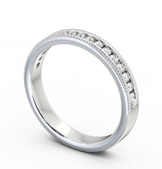 Vintage Half Eternity Round Diamond Channel Set with Milgrain Ring 18K White Gold HE33_WG_THUMB1