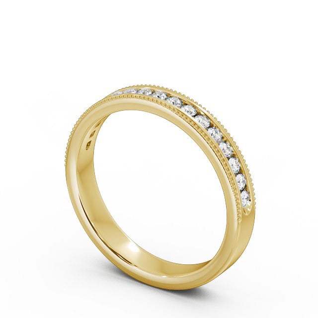 Vintage Half Eternity Round Diamond Ring 9K Yellow Gold - Miriam HE33_YG_SIDE