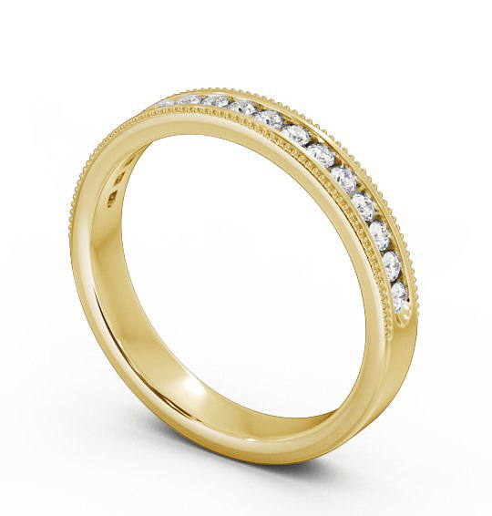 Vintage Half Eternity Round Diamond Channel Set with Milgrain Ring 9K Yellow Gold HE33_YG_THUMB1