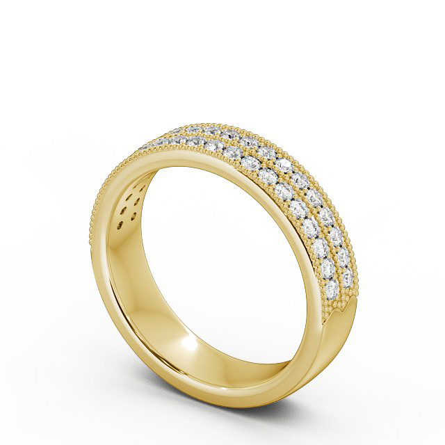 Vintage Half Eternity Round Diamond Ring 9K Yellow Gold - Scarlett HE34_YG_SIDE