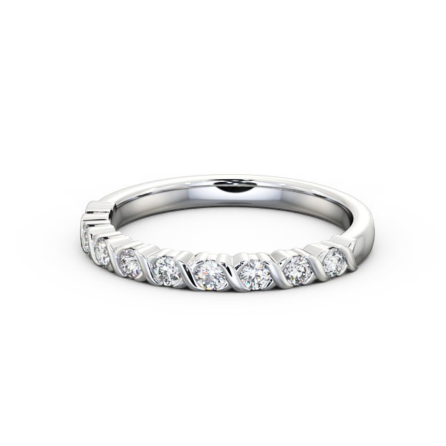 Half Eternity Round Diamond Ring 18K White Gold - Amina HE35_WG_FLAT