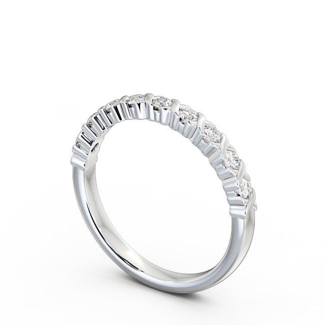 Half Eternity Round Diamond Ring 18K White Gold - Amina HE35_WG_SIDE