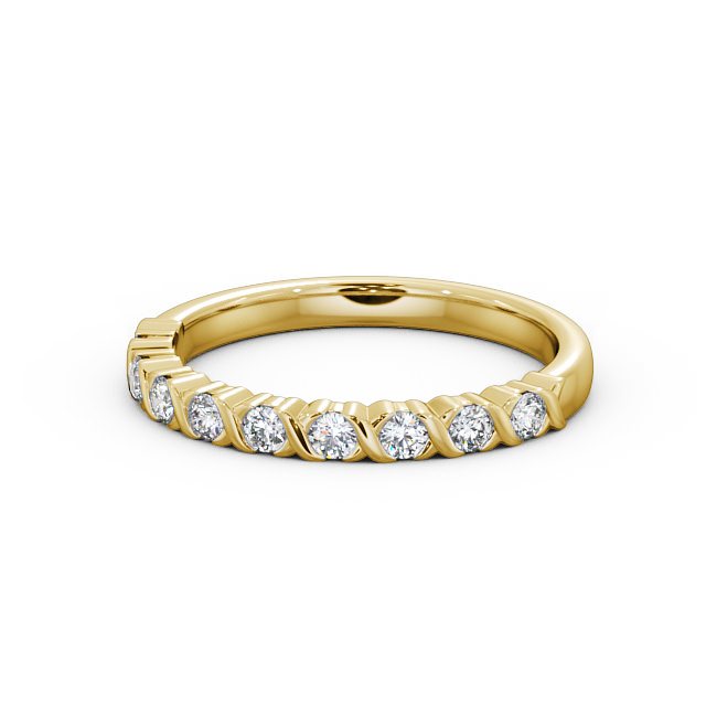 Half Eternity Round Diamond Ring 9K Yellow Gold - Amina HE35_YG_FLAT