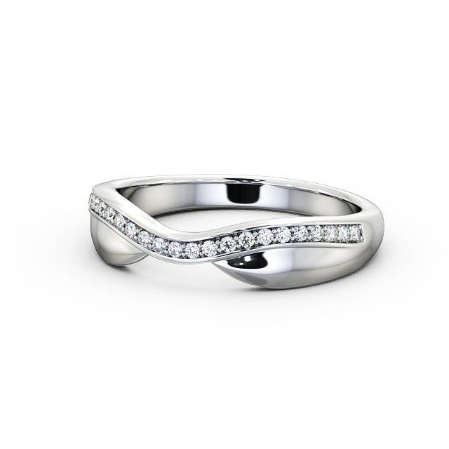 Curved Half Eternity 0.12ct Round Diamond Ring 9K White Gold - April HE37_WG_FLAT