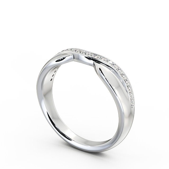 Curved Half Eternity 0.12ct Round Diamond Ring 9K White Gold - April HE37_WG_SIDE