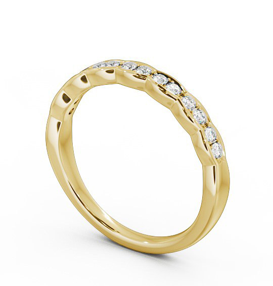 Half Eternity Round Diamond Rippled Edge Ring 18K Yellow Gold HE40_YG_THUMB1