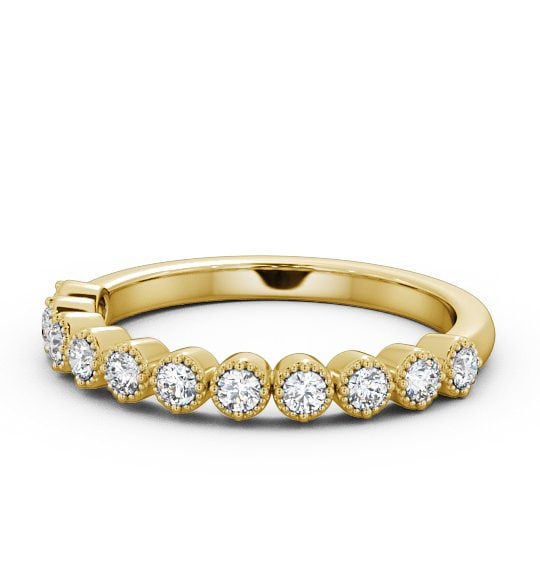 Half Eternity Round Diamond Bezel with Milgrain Ring 18K Yellow Gold HE41_YG_THUMB2 