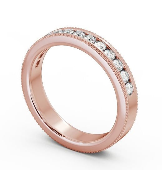  Vintage Half Eternity Round Diamond Ring 18K Rose Gold - Cleopatra HE43_RG_THUMB1 