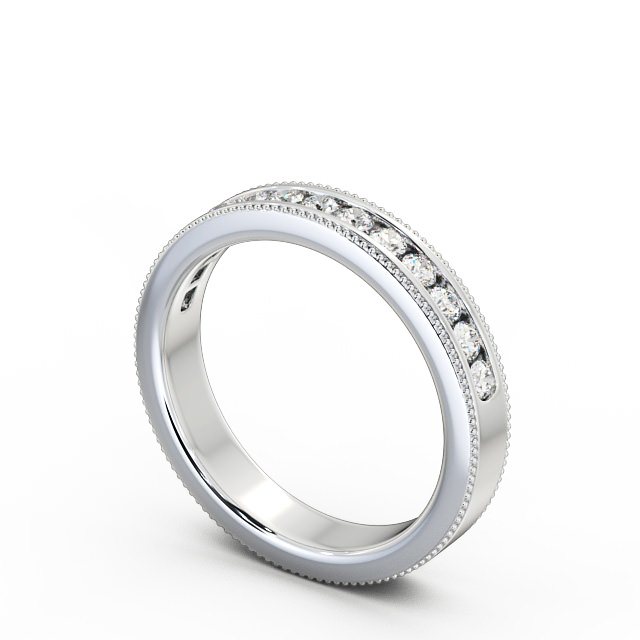 Vintage Half Eternity Round Diamond Ring Platinum - Cleopatra HE43_WG_SIDE