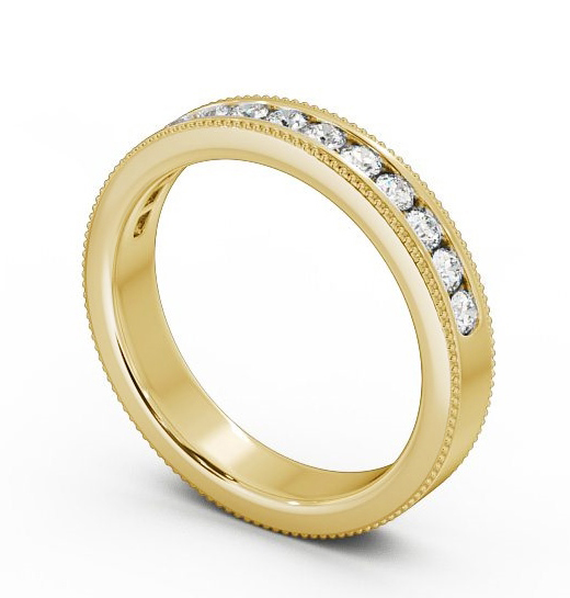  Vintage Half Eternity Round Diamond Ring 18K Yellow Gold - Cleopatra HE43_YG_THUMB1 