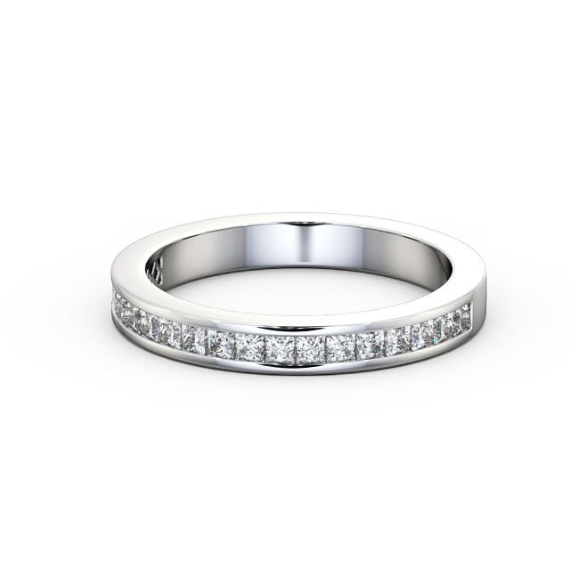 Half Eternity Princess Diamond Ring 9K White Gold - Eva HE52_WG_FLAT