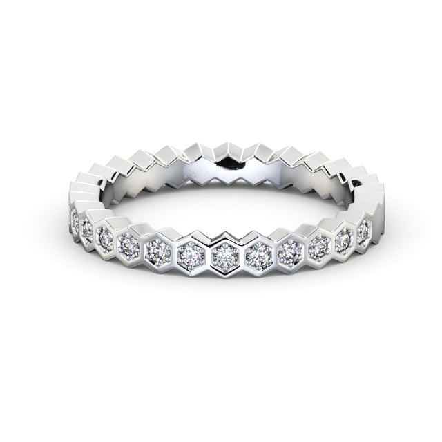 Half Eternity Round Diamond Ring Platinum - Naike HE59_WG_FLAT