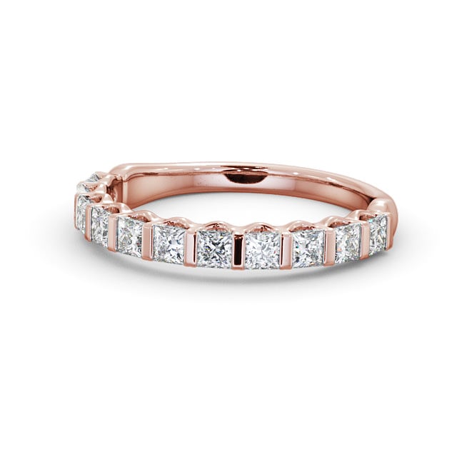 Half Eternity Princess Diamond Ring 9K Rose Gold - Dalhally HE68_RG_FLAT