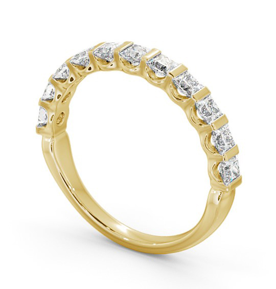 Half Eternity Princess Diamond Tension Set Ring 18K Yellow Gold HE68_YG_THUMB1