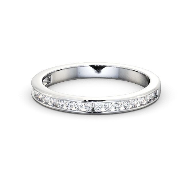 Half Eternity Round Diamond Ring 18K White Gold - Primrose HE6_WG_FLAT