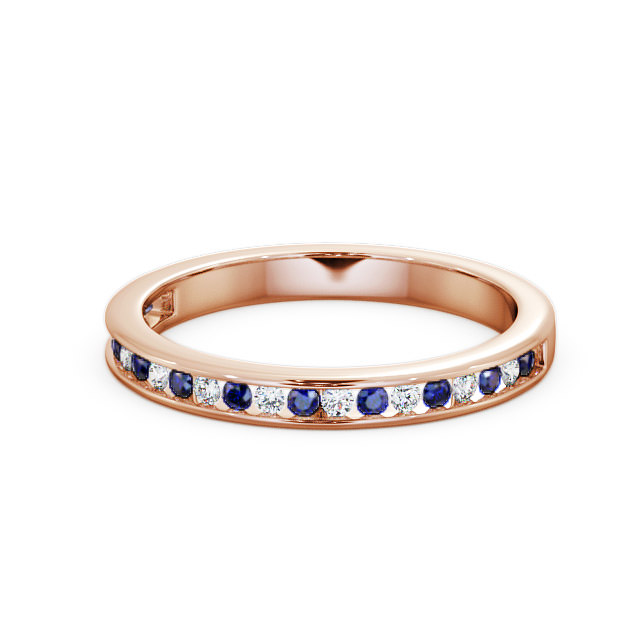 Half Eternity Blue Sapphire and Diamond 0.32ct Ring 18K Rose Gold - Primrose HE6GEM_RG_BS_FLAT