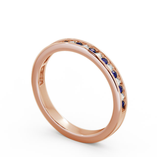 Half Eternity Blue Sapphire and Diamond 0.32ct Ring 18K Rose Gold - Primrose HE6GEM_RG_BS_SIDE