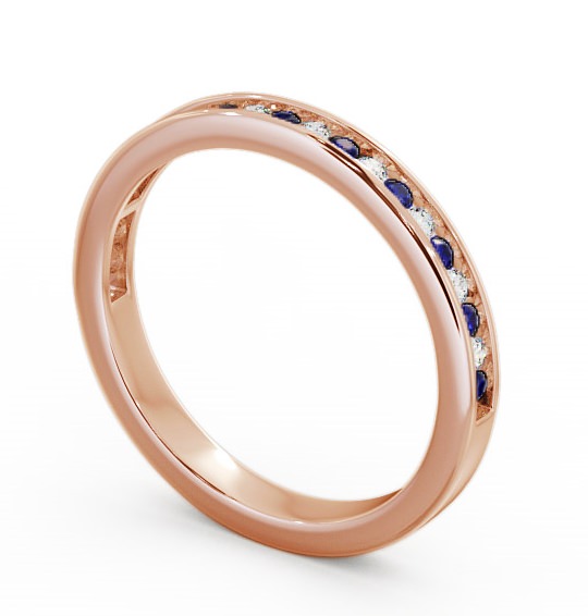 Half Eternity Blue Sapphire and Diamond 0.32ct Ring 9K Rose Gold HE6GEM_RG_BS_THUMB1