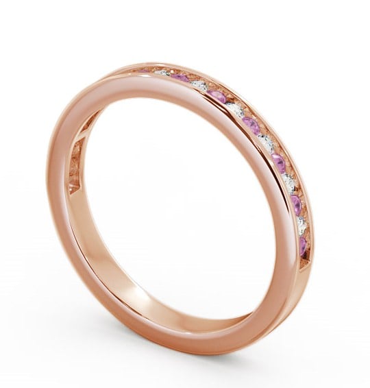  Half Eternity Pink Sapphire and Diamond 0.32ct Ring 18K Rose Gold - Primrose HE6GEM_RG_PS_THUMB1 