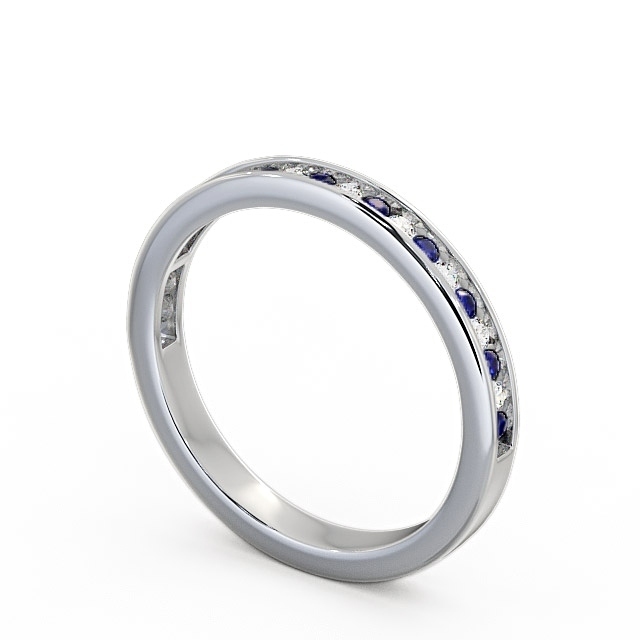 Half Eternity Blue Sapphire and Diamond 0.32ct Ring 9K White Gold - Primrose HE6GEM_WG_BS_SIDE