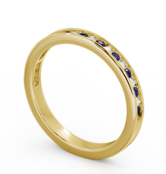 Half Eternity Blue Sapphire and Diamond 0.32ct Ring 9K Yellow Gold - Primrose HE6GEM_YG_BS_THUMB1
