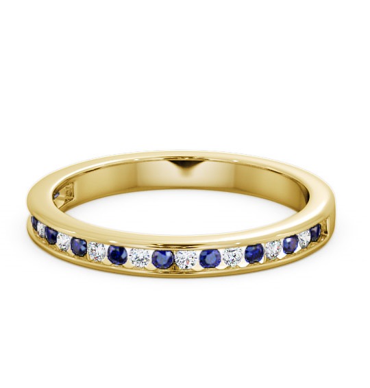  Half Eternity Blue Sapphire and Diamond 0.32ct Ring 18K Yellow Gold - Primrose HE6GEM_YG_BS_THUMB2 