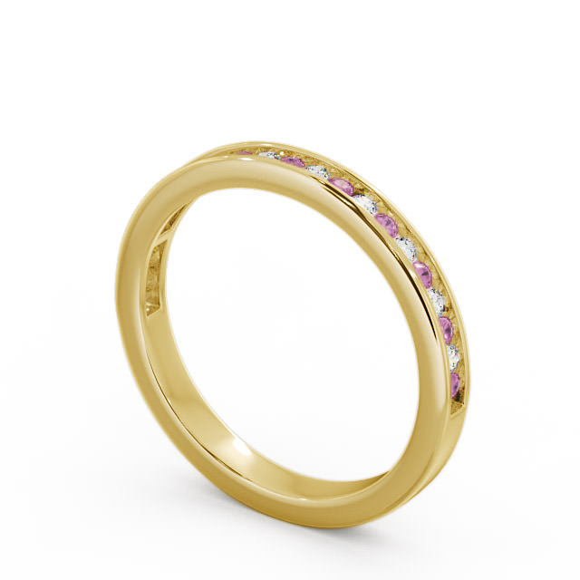 Half Eternity Pink Sapphire and Diamond 0.32ct Ring 9K Yellow Gold - Primrose HE6GEM_YG_PS_SIDE