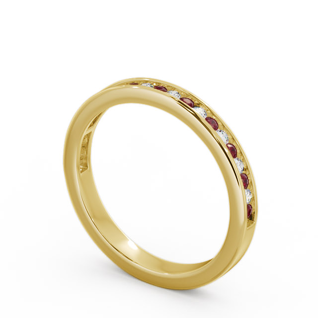 Half Eternity Ruby and Diamond 0.32ct Ring 9K Yellow Gold - Primrose HE6GEM_YG_RU_SIDE