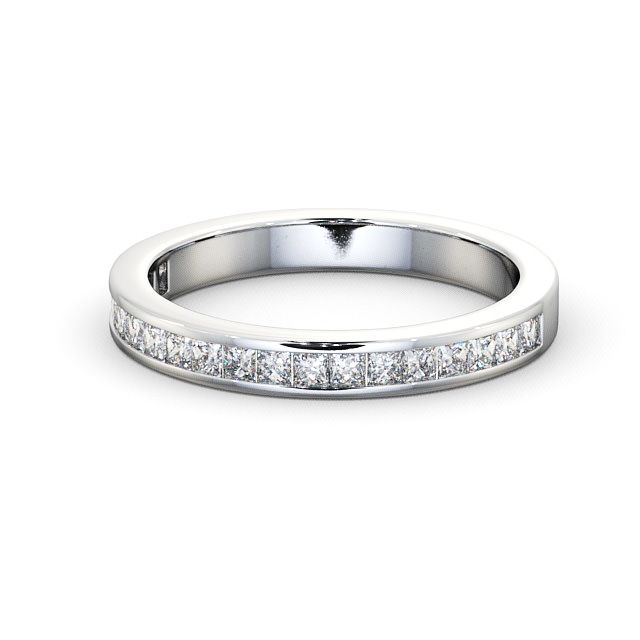 Half Eternity Princess Diamond Ring 18K White Gold - Oakley HE7_WG_FLAT