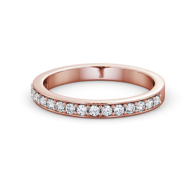 Half Eternity Round Diamond Ring 9K Rose Gold - Merrion HE8_RG_FLAT