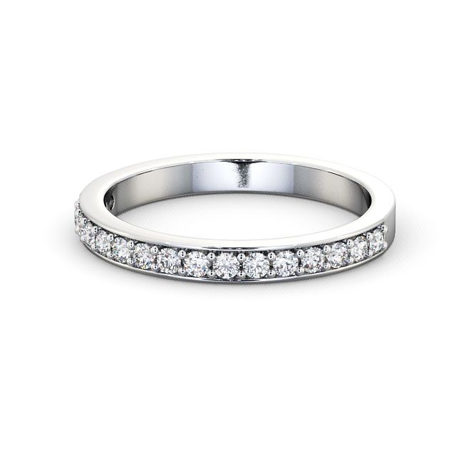 Half Eternity Round Diamond Ring 18K White Gold - Merrion HE8_WG_FLAT