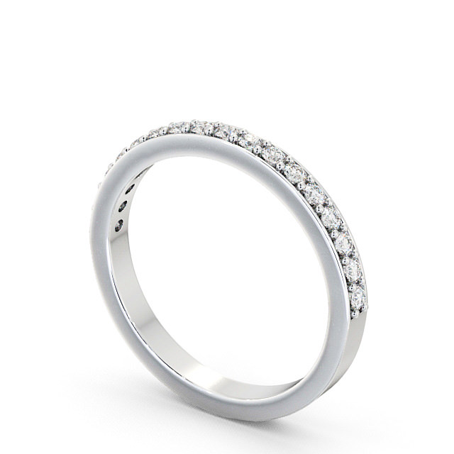 Half Eternity Round Diamond Ring 18K White Gold - Merrion HE8_WG_SIDE