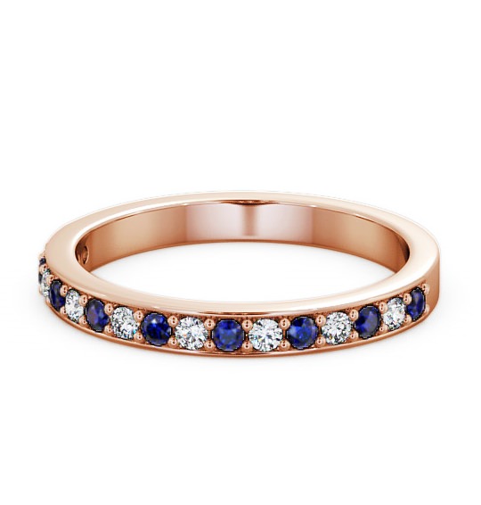  Half Eternity Blue Sapphire and Diamond 0.34ct Ring 9K Rose Gold - Merrion HE8GEM_RG_BS_THUMB2 