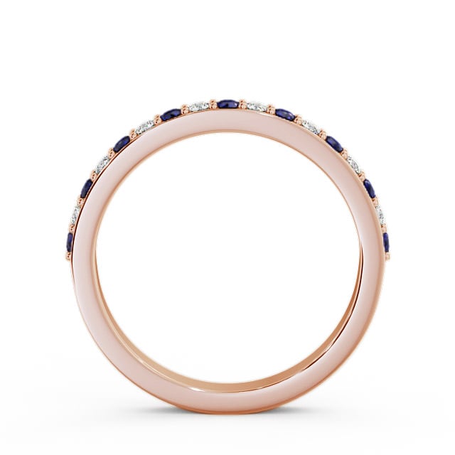 Half Eternity Blue Sapphire and Diamond 0.34ct Ring 9K Rose Gold - Merrion HE8GEM_RG_BS_UP