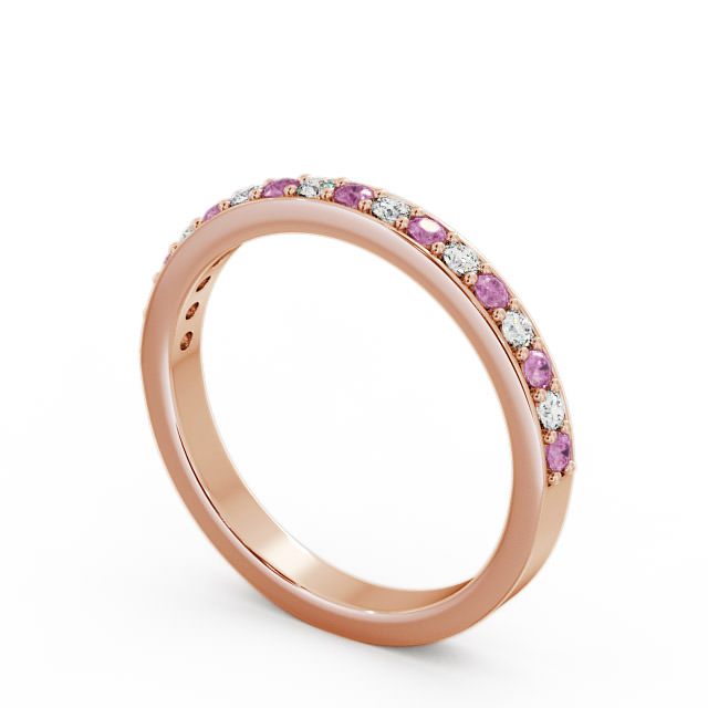 Half Eternity Pink Sapphire and Diamond 0.34ct Ring 18K Rose Gold - Merrion HE8GEM_RG_PS_SIDE
