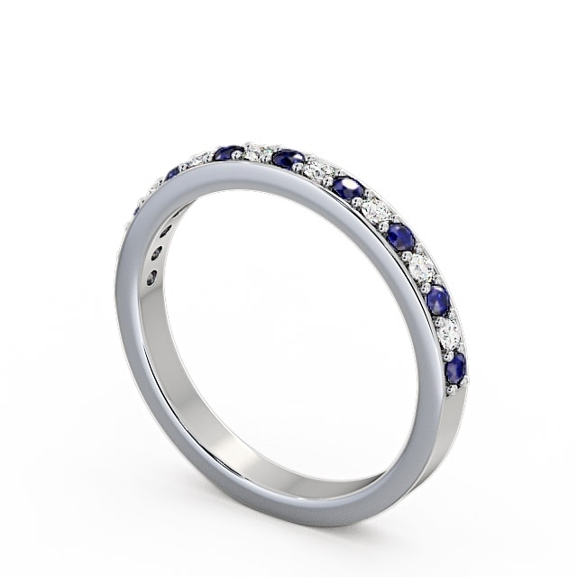 Half Eternity Blue Sapphire and Diamond 0.34ct Ring 9K White Gold - Merrion HE8GEM_WG_BS_SIDE
