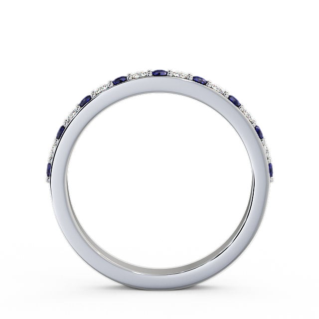 Half Eternity Blue Sapphire and Diamond 0.34ct Ring 9K White Gold - Merrion HE8GEM_WG_BS_UP