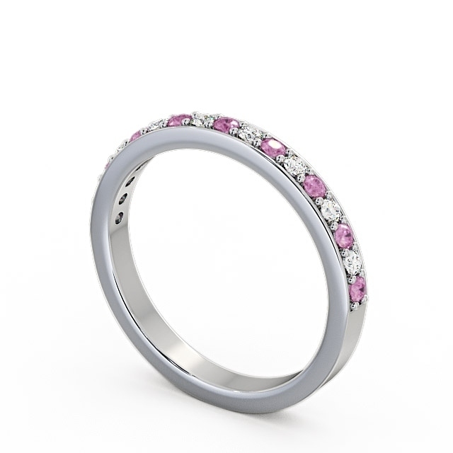 Half Eternity Pink Sapphire and Diamond 0.34ct Ring 18K White Gold - Merrion HE8GEM_WG_PS_SIDE